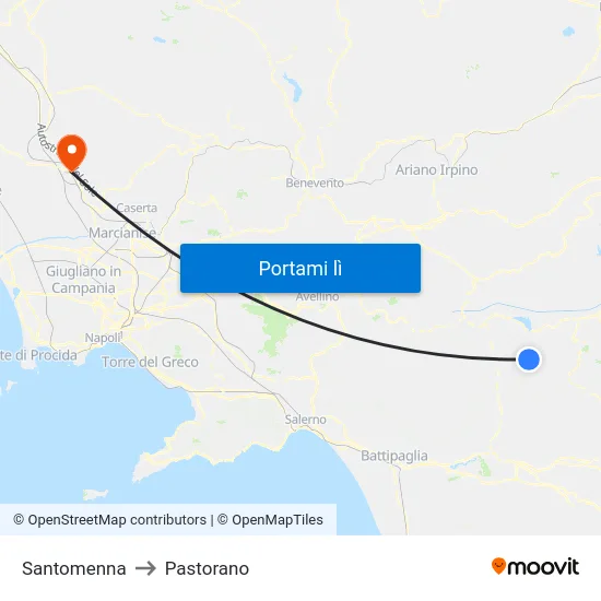 Santomenna to Pastorano map