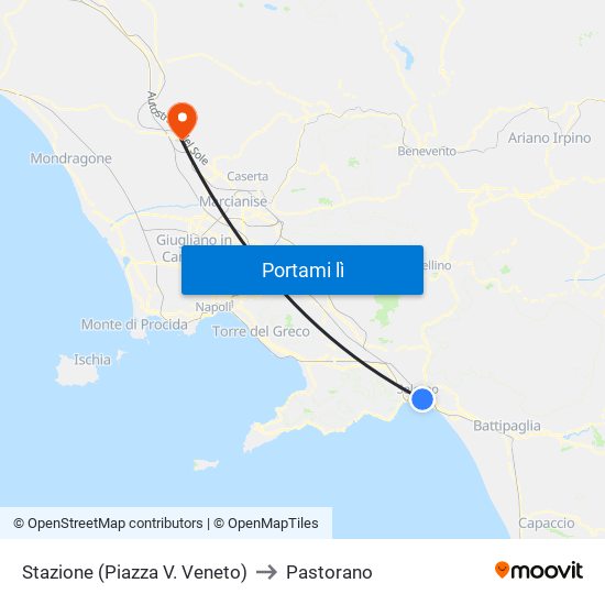 Stazione (Piazza V. Veneto) to Pastorano map