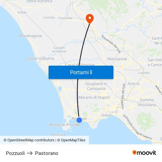 Pozzuoli to Pastorano map