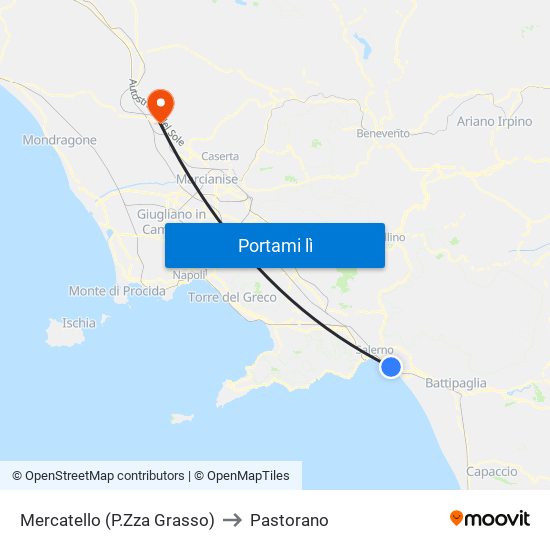 Mercatello (P.Zza Grasso) to Pastorano map