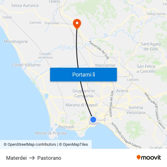 Materdei to Pastorano map