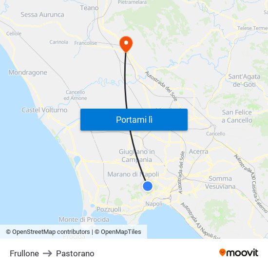 Frullone to Pastorano map