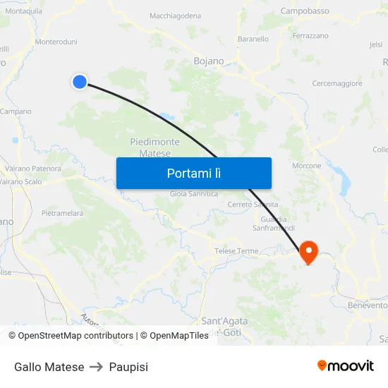 Gallo Matese to Paupisi map