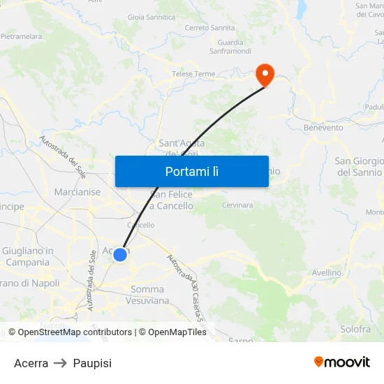 Acerra to Paupisi map