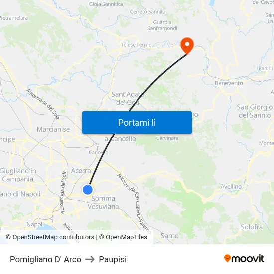 Pomigliano D' Arco to Paupisi map