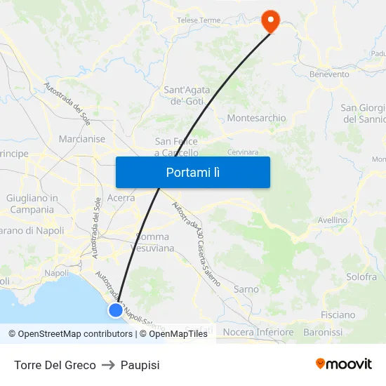 Torre Del Greco to Paupisi map