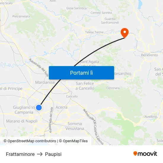 Frattaminore to Paupisi map