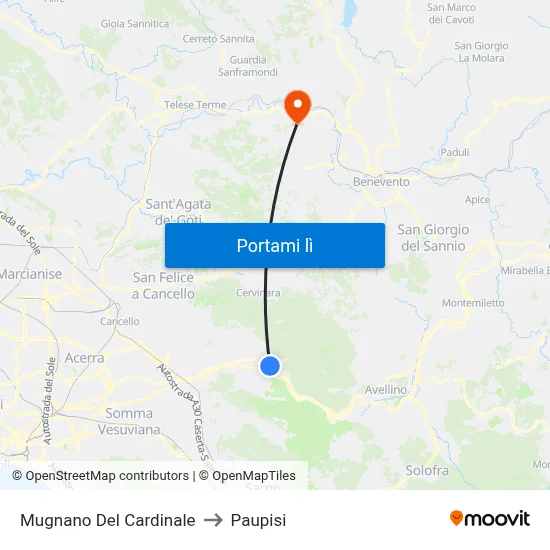 Mugnano Del Cardinale to Paupisi map