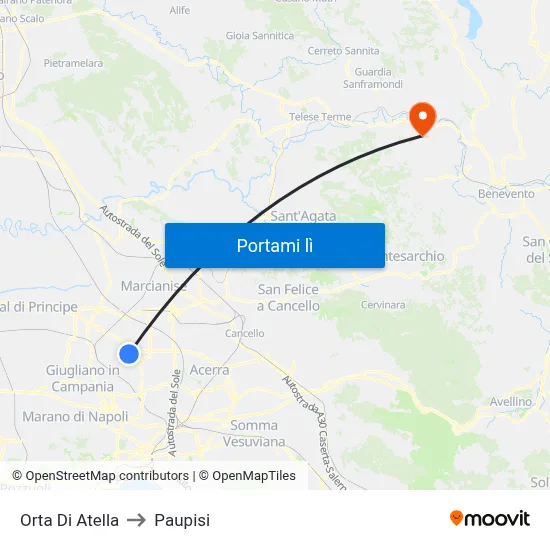 Orta Di Atella to Paupisi map