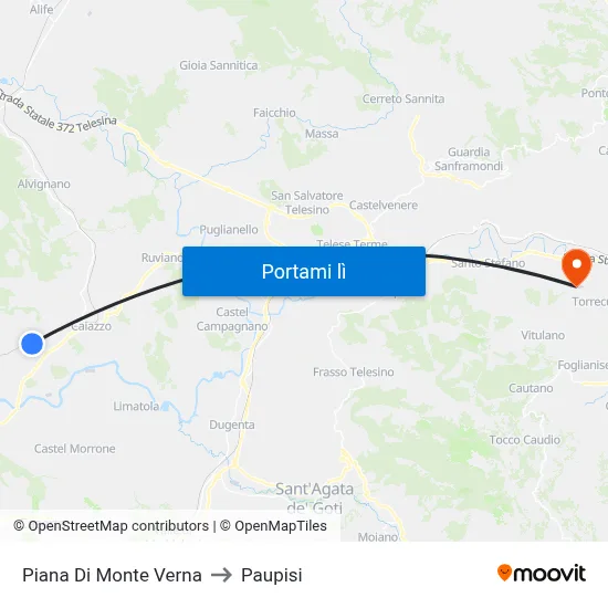 Piana Di Monte Verna to Paupisi map