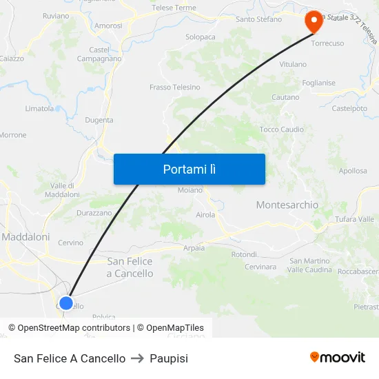San Felice A Cancello to Paupisi map
