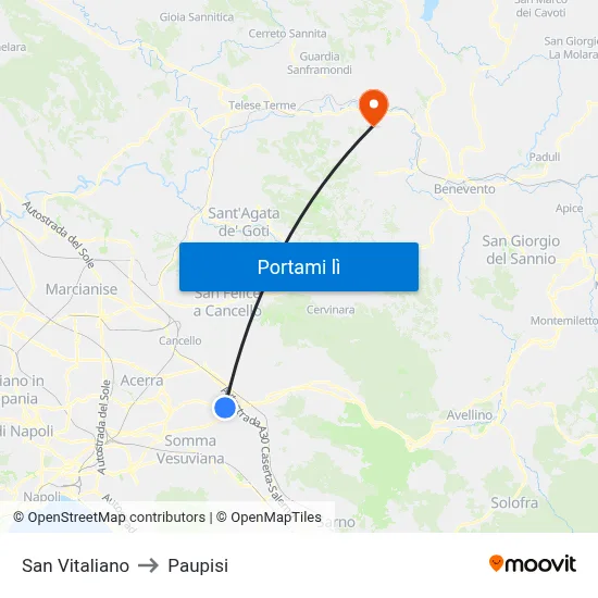 San Vitaliano to Paupisi map