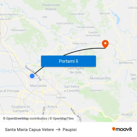 Santa Maria Capua Vetere to Paupisi map
