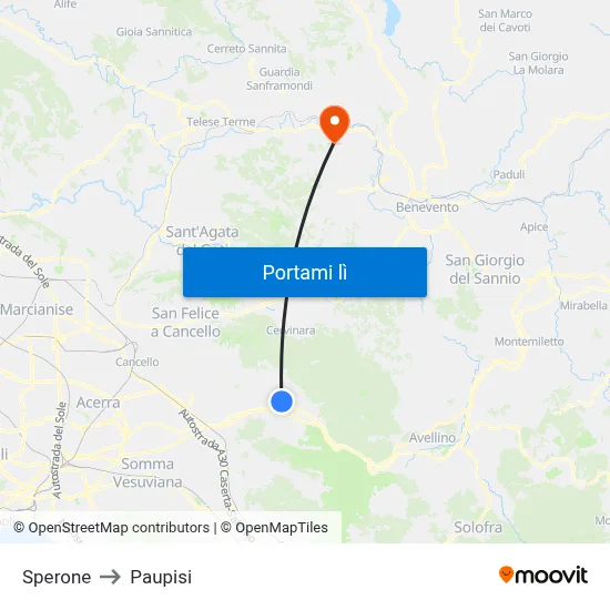 Sperone to Paupisi map