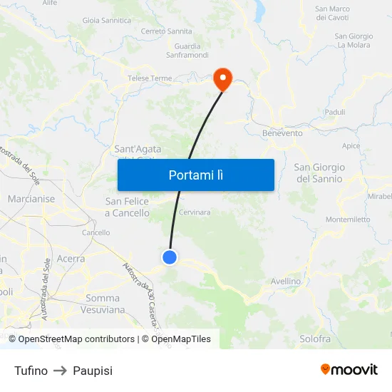 Tufino to Paupisi map