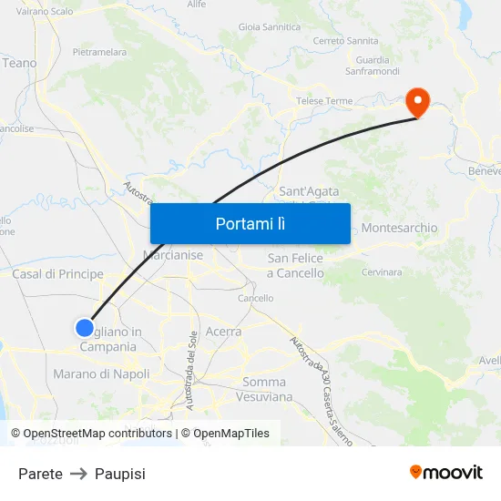 Parete to Paupisi map