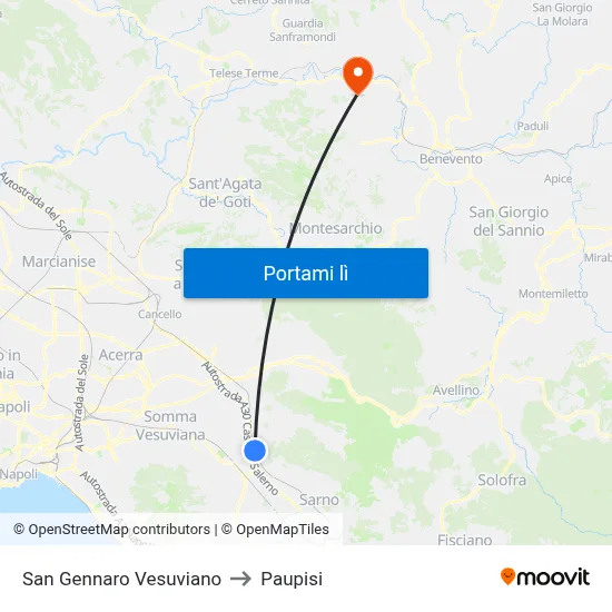 San Gennaro Vesuviano to Paupisi map