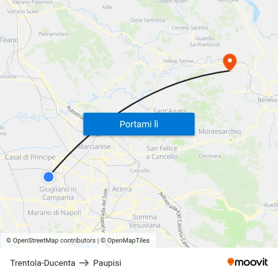 Trentola-Ducenta to Paupisi map