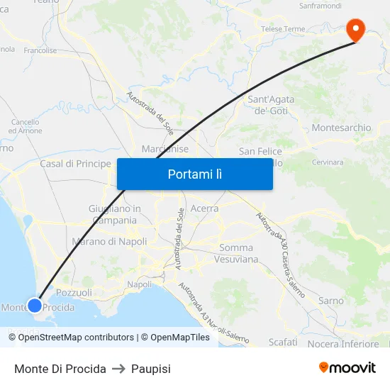 Monte Di Procida to Paupisi map