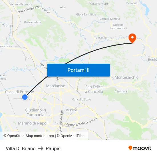 Villa Di Briano to Paupisi map