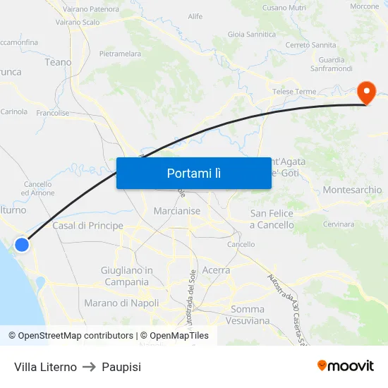 Villa Literno to Paupisi map