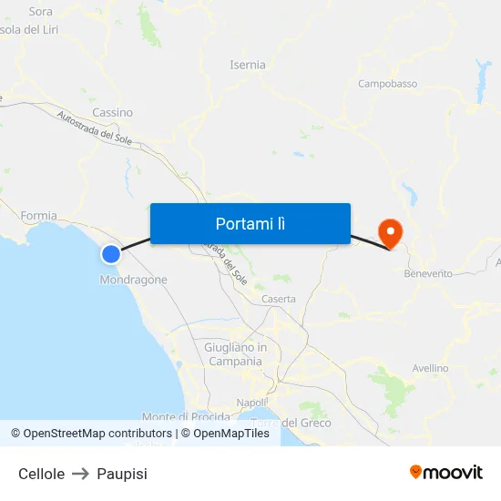 Cellole to Paupisi map