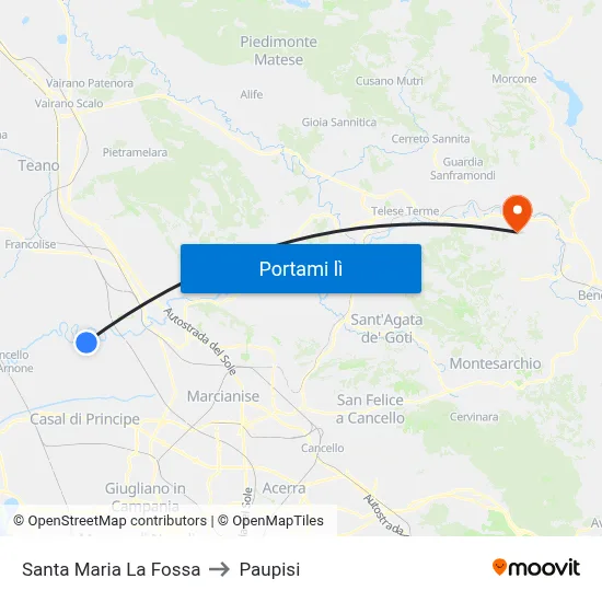 Santa Maria La Fossa to Paupisi map