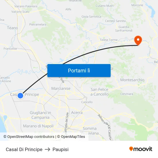Casal Di Principe to Paupisi map