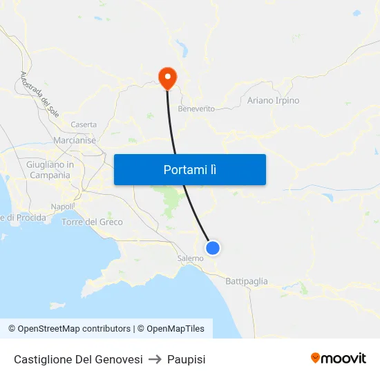 Castiglione Del Genovesi to Paupisi map