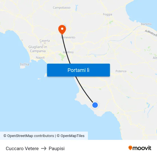 Cuccaro Vetere to Paupisi map
