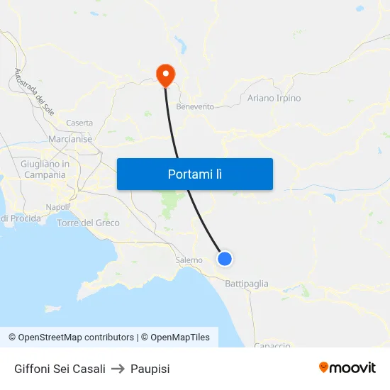 Giffoni Sei Casali to Paupisi map