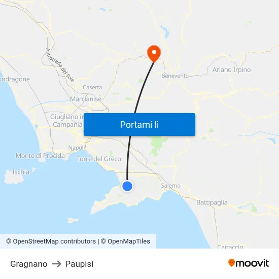 Gragnano to Paupisi map