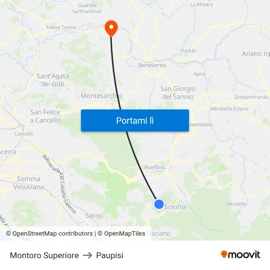Montoro Superiore to Paupisi map