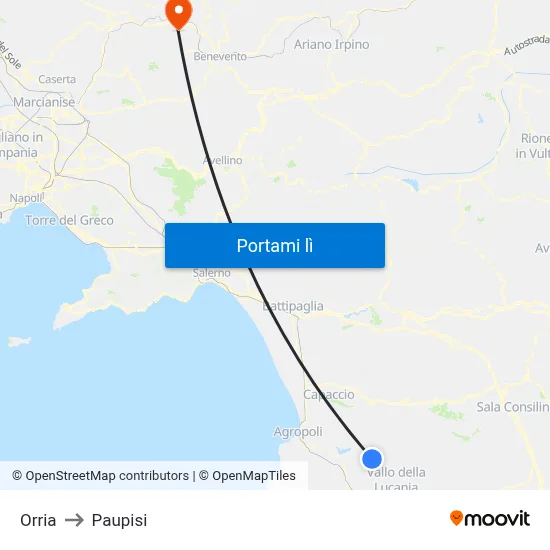 Orria to Paupisi map