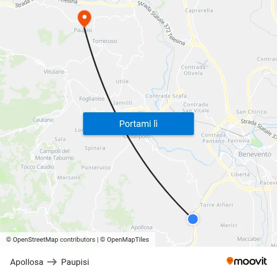 Apollosa to Paupisi map