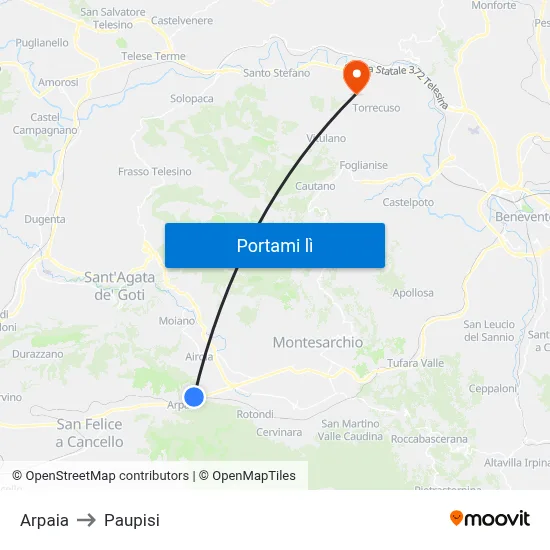 Arpaia to Paupisi map