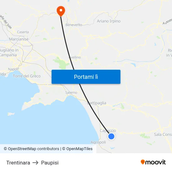 Trentinara to Paupisi map