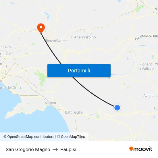 San Gregorio Magno to Paupisi map