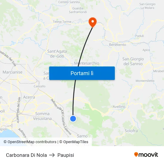 Carbonara Di Nola to Paupisi map