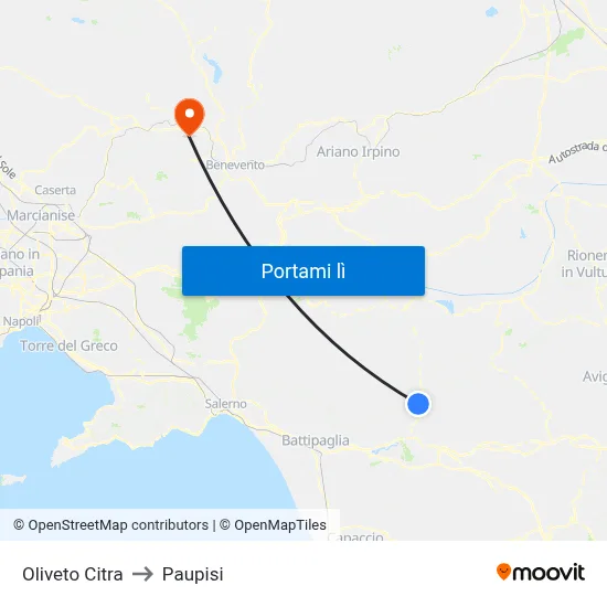 Oliveto Citra to Paupisi map