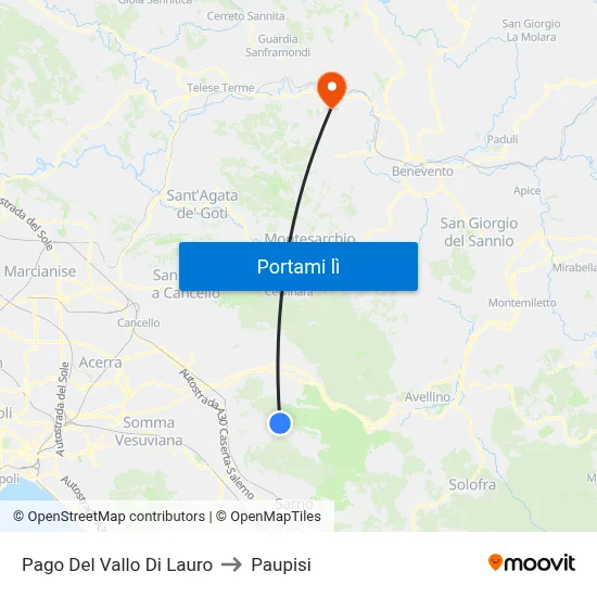 Pago Del Vallo Di Lauro to Paupisi map
