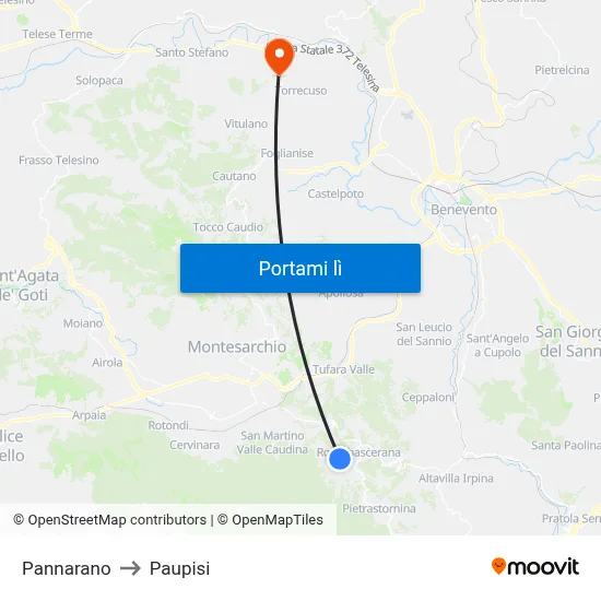 Pannarano to Paupisi map