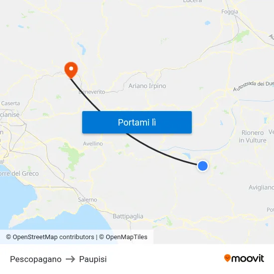 Pescopagano to Paupisi map