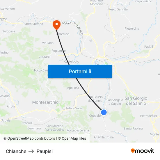 Chianche to Paupisi map