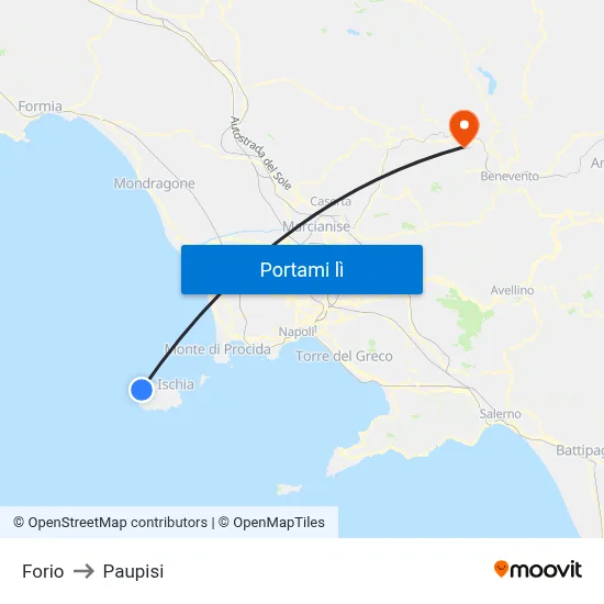 Forio to Paupisi map