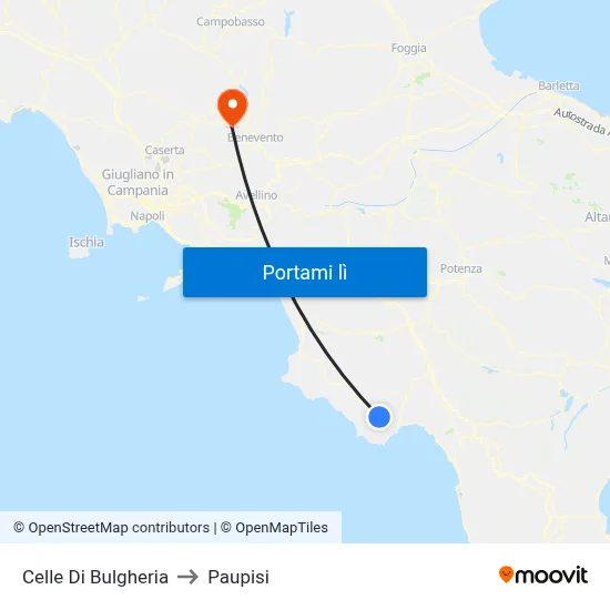 Celle Di Bulgheria to Paupisi map