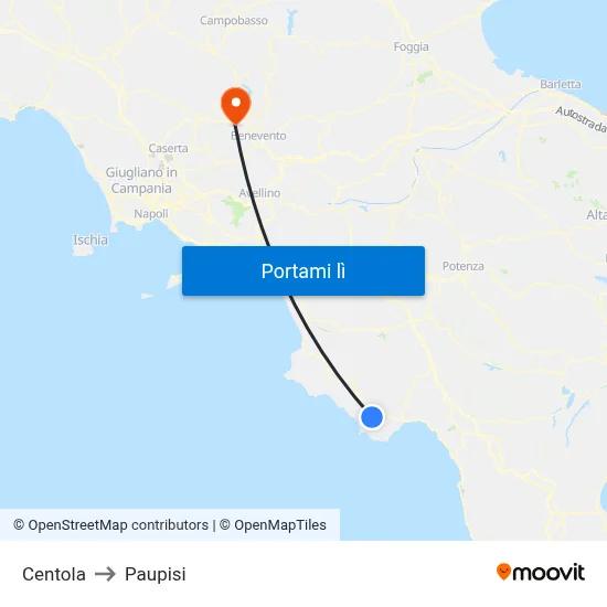 Centola to Paupisi map