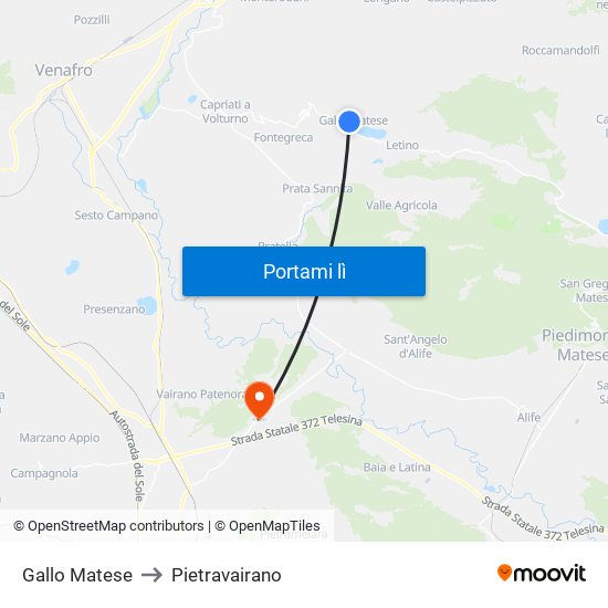 Gallo Matese to Pietravairano map