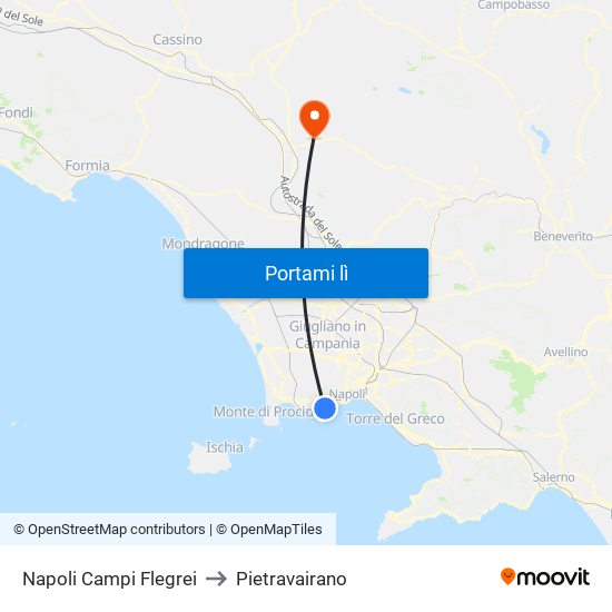 Napoli Campi Flegrei to Pietravairano map