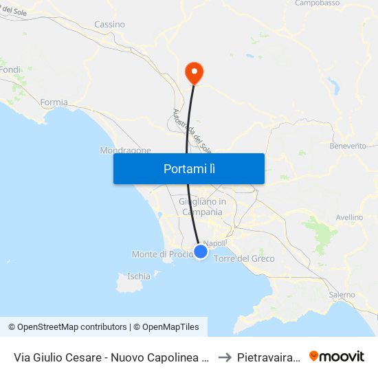 Via Giulio Cesare - Nuovo Capolinea Ctp to Pietravairano map